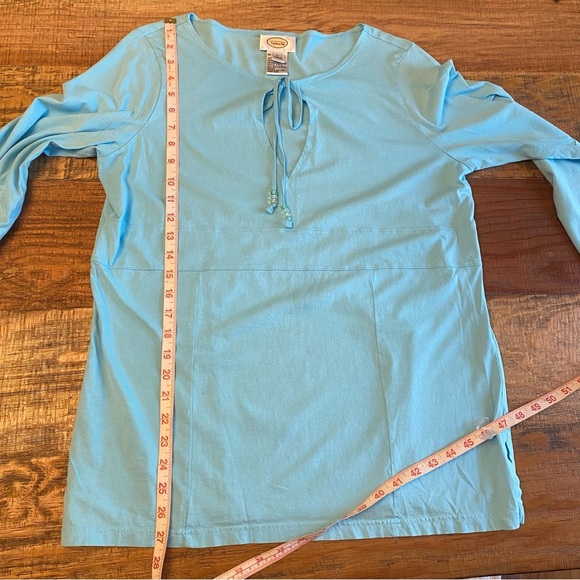 Talbots Size Large shirt top Knit Keyhole Tassel 3/4 Sleeve Top - Picture 6 of 9